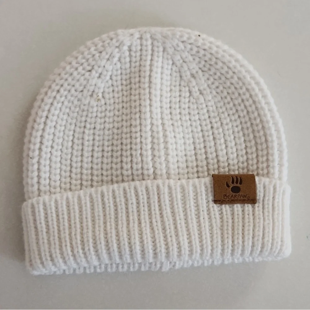 BearPaw White Knit Beanie